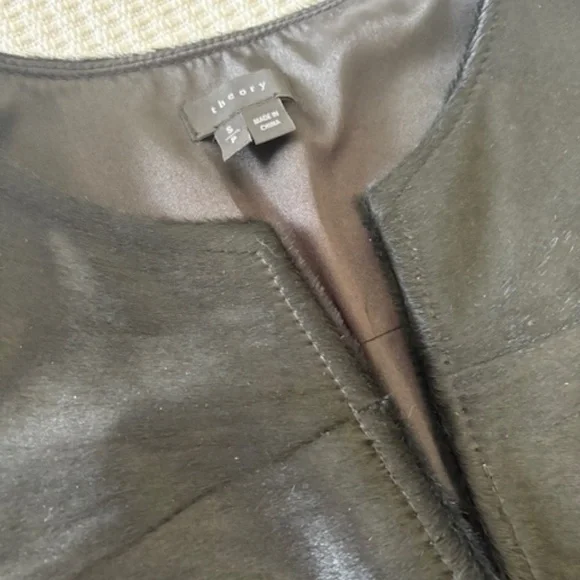 THEORY Etia Calf Hair Yoke Top - Picture 2 of 6